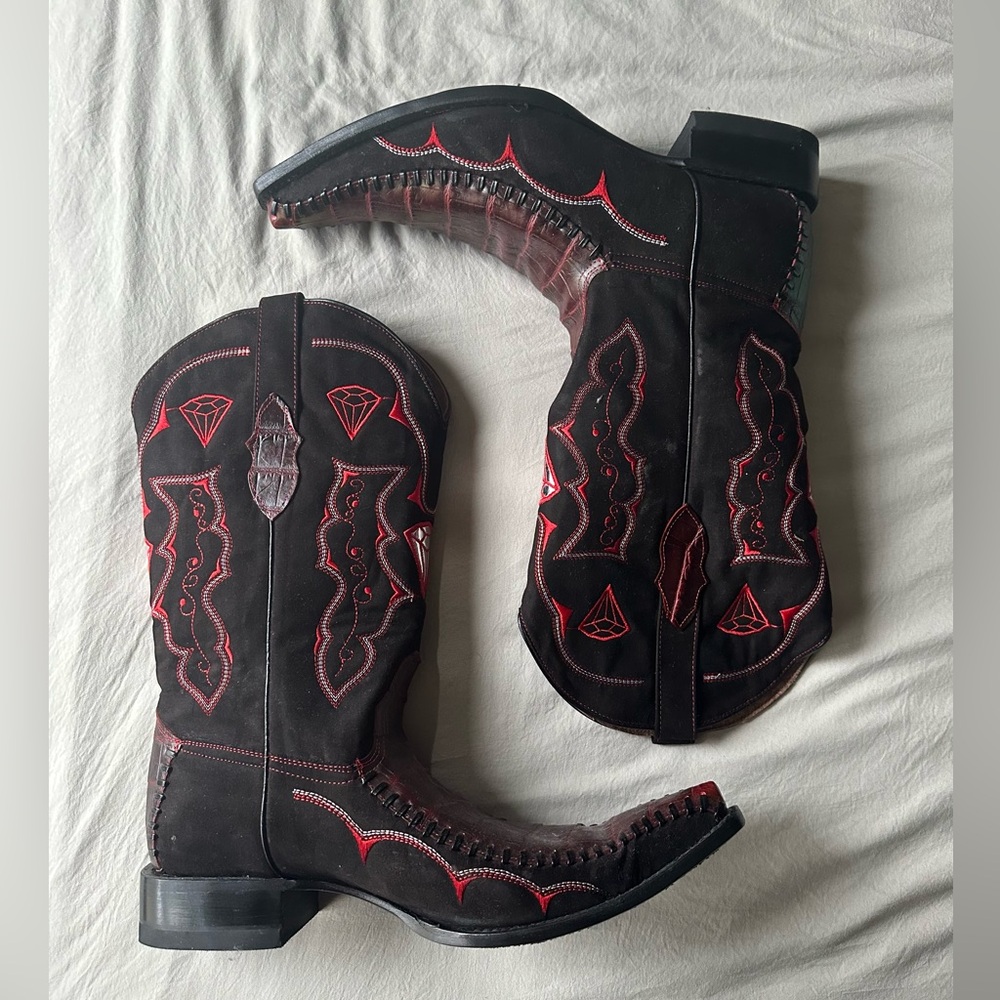 White Diamonds Men’s Genuine Cowboy Boots, Size 11